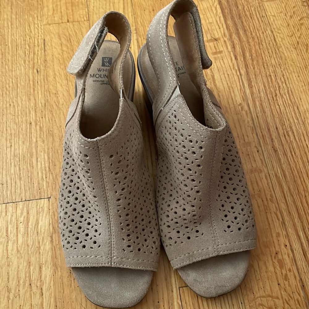 White Mountain Lenora open toe shoe with strap in TAUPE